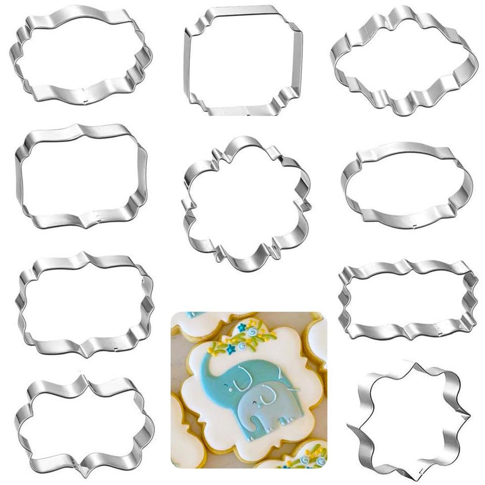 Kanehosi Frame Cookie Cutters with ten shapes for cookies and fondant designs