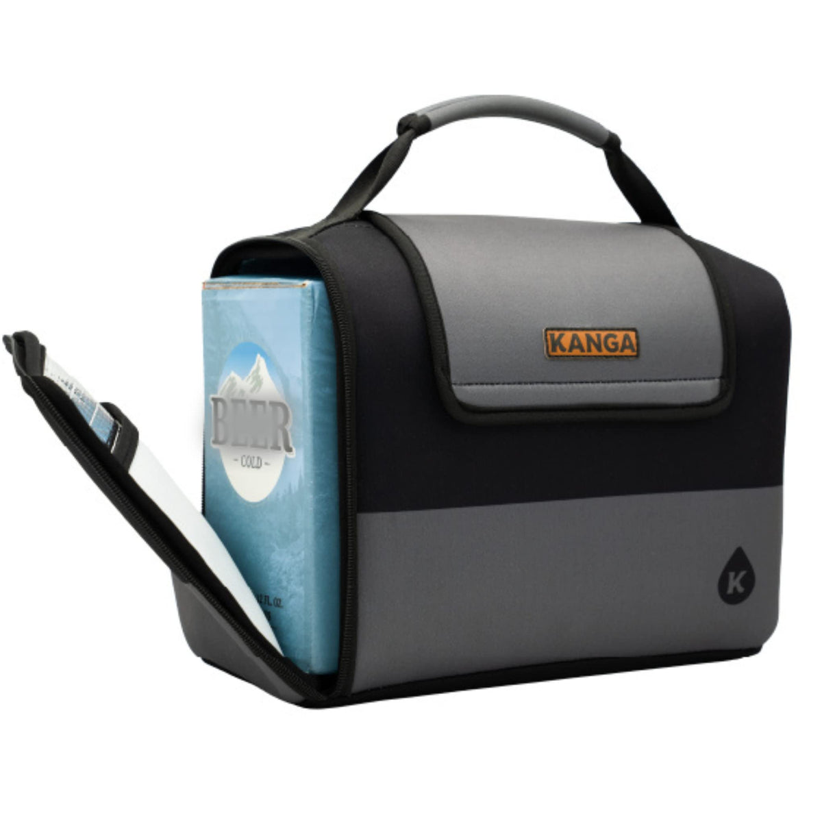 Kanga Kase Mate Midnight soft cooler bag over a cold case, keeps drinks cold on the go.