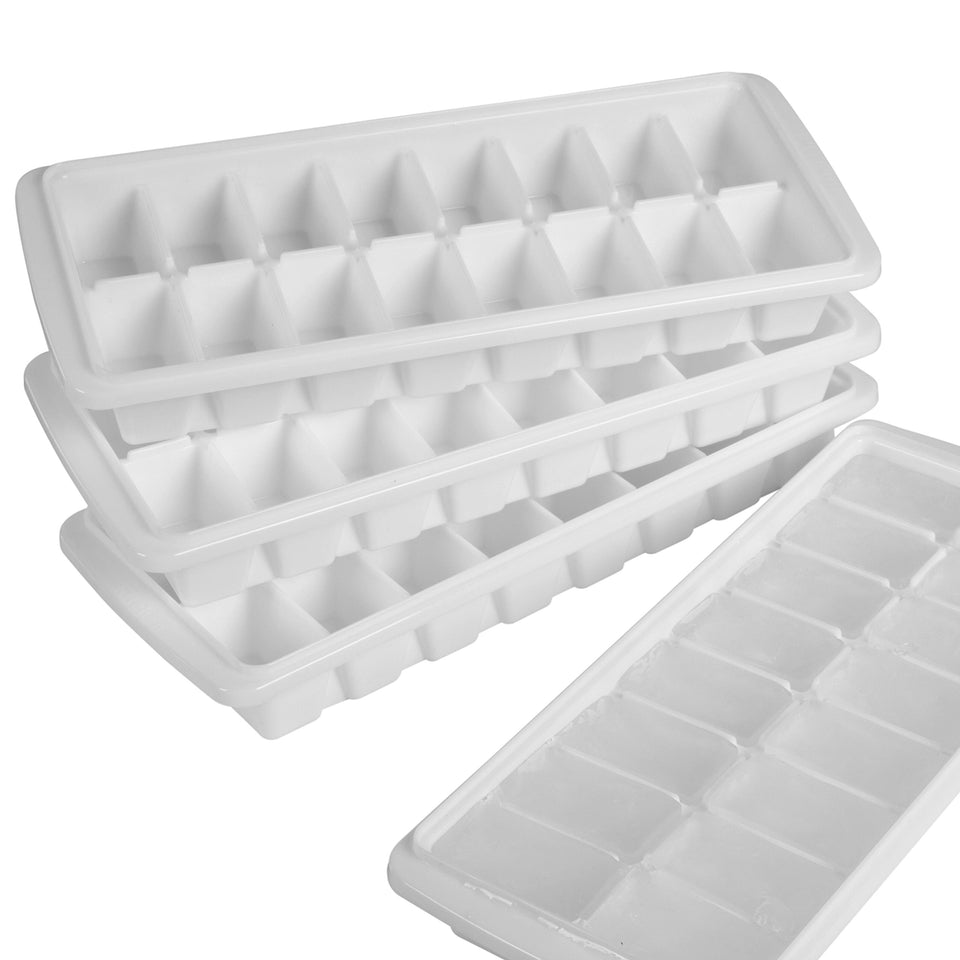 Kangaroo 4-pack ice trays for freezer with 64 slots for efficient ice making.