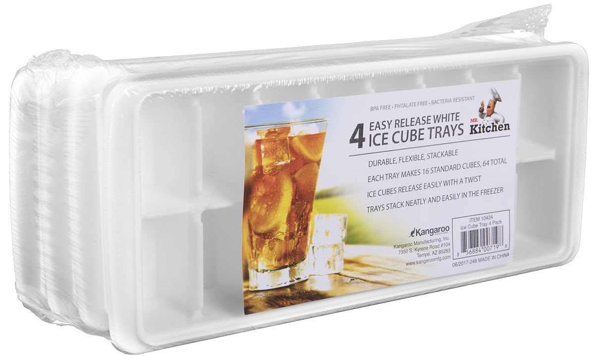 Kangaroo BPA-free plastic ice trays designed for durable, hygienic freezer use.