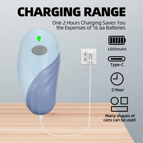 Kangheshun blue can opener demonstrates easy one-touch operation for seniors