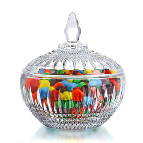 kanpura candy dish with clear glass lid showcasing colorful sweets