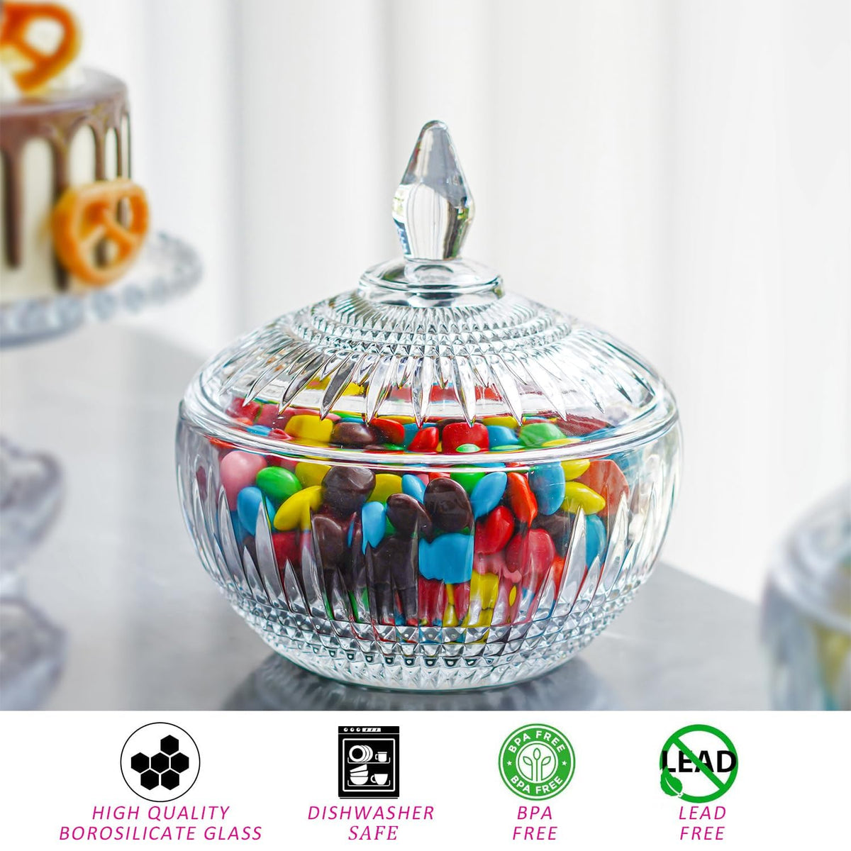 kanpura glass candy dish is dishwasher safe for easy cleanup