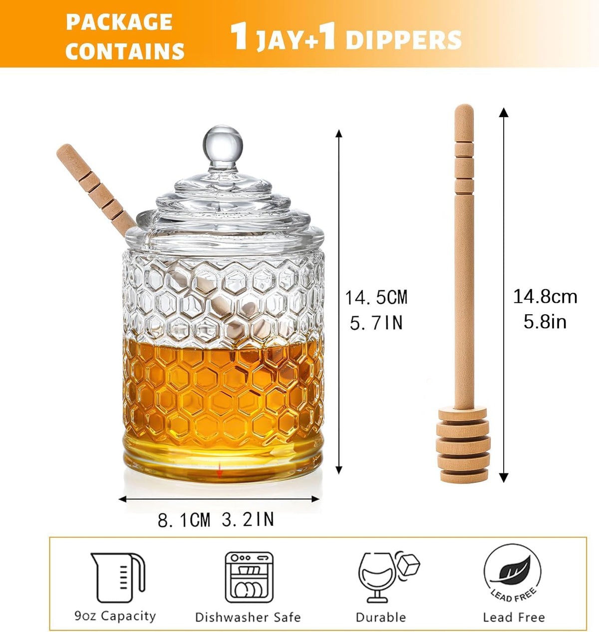 kanpura honey pot with side dipper slot keeps drip-free pouring