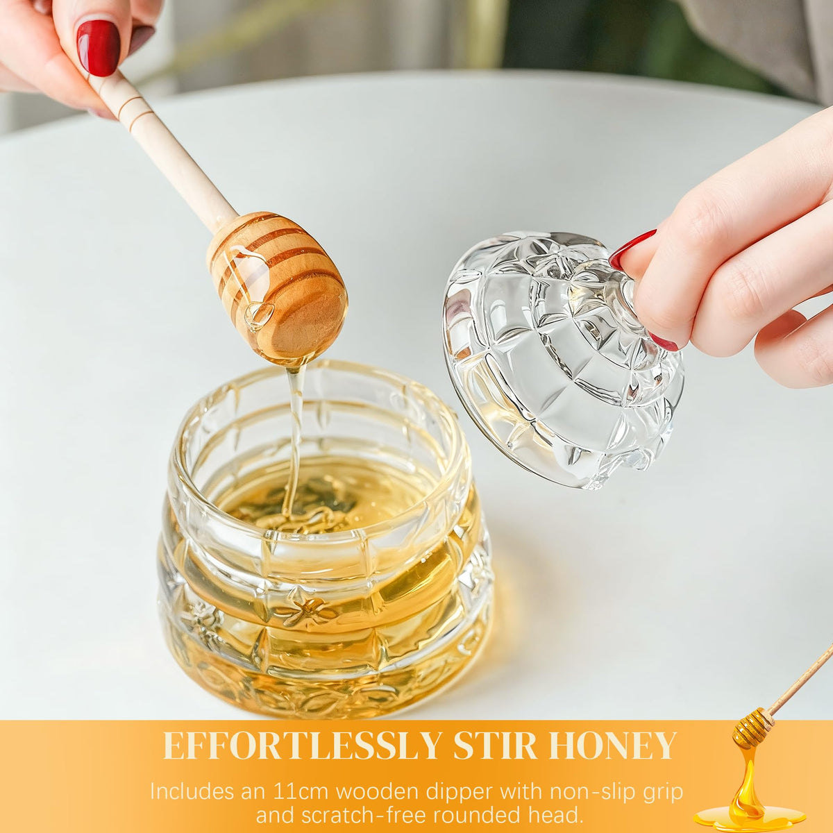 Kanpura honey pot sits stylishly on any kitchen counter