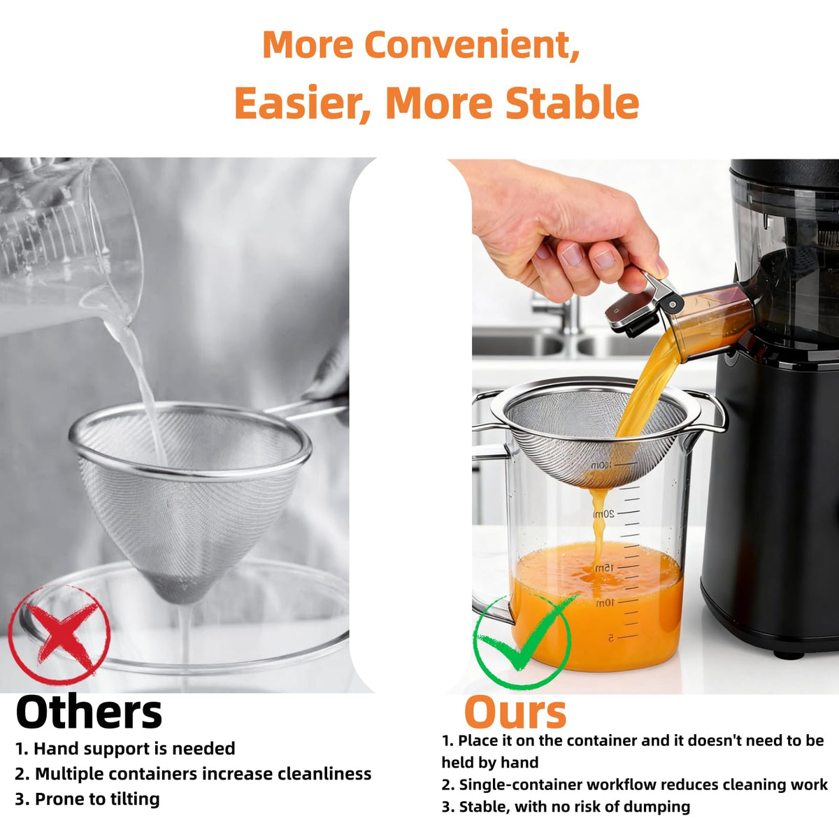 KANSHENDH-US dishwasher-safe juicer filter for easy cleaning.