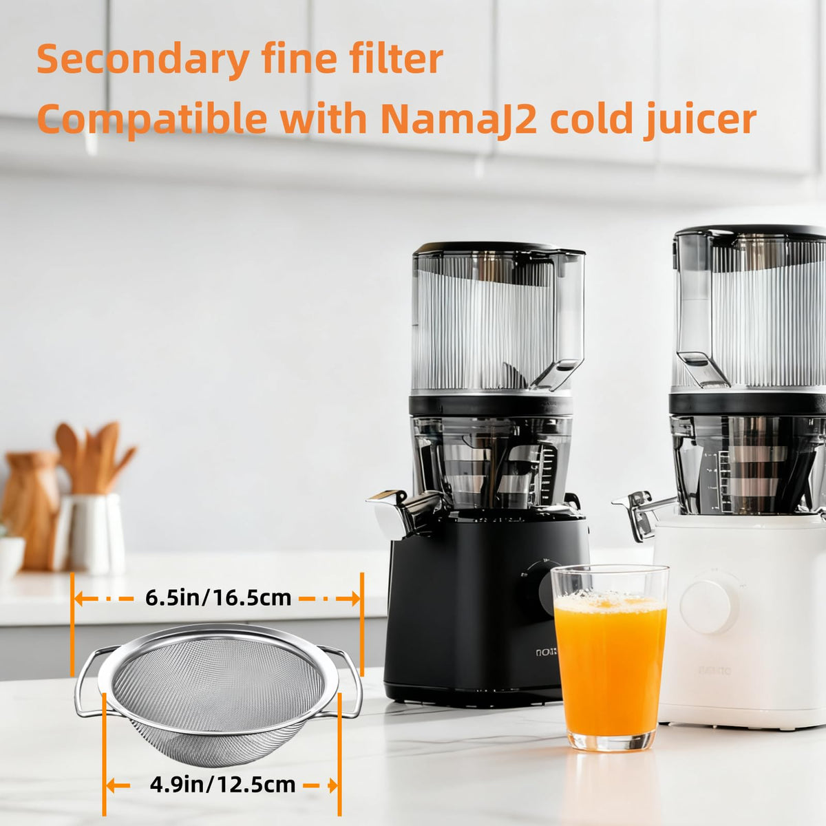 KANSHENDH-US filter resting on cup edge for stable juicing.