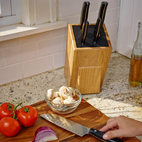 Kapoosh Dice Knife Block top view emphasizes compact organization and easy access