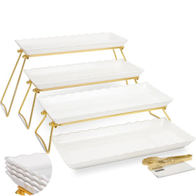 KAQAHIDO extra-large 4-tier serving tray set for impressive parties
