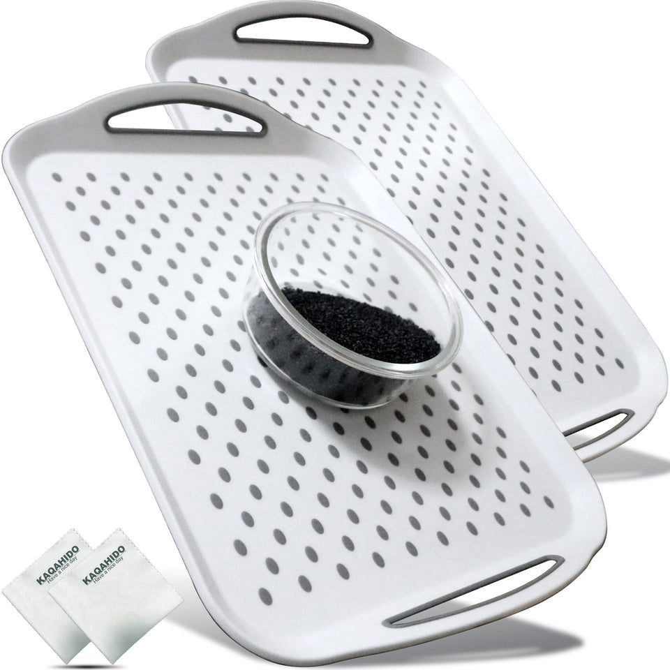 KAQAHIDO large non-slip tray with handles keeps meals steady on tabletops.