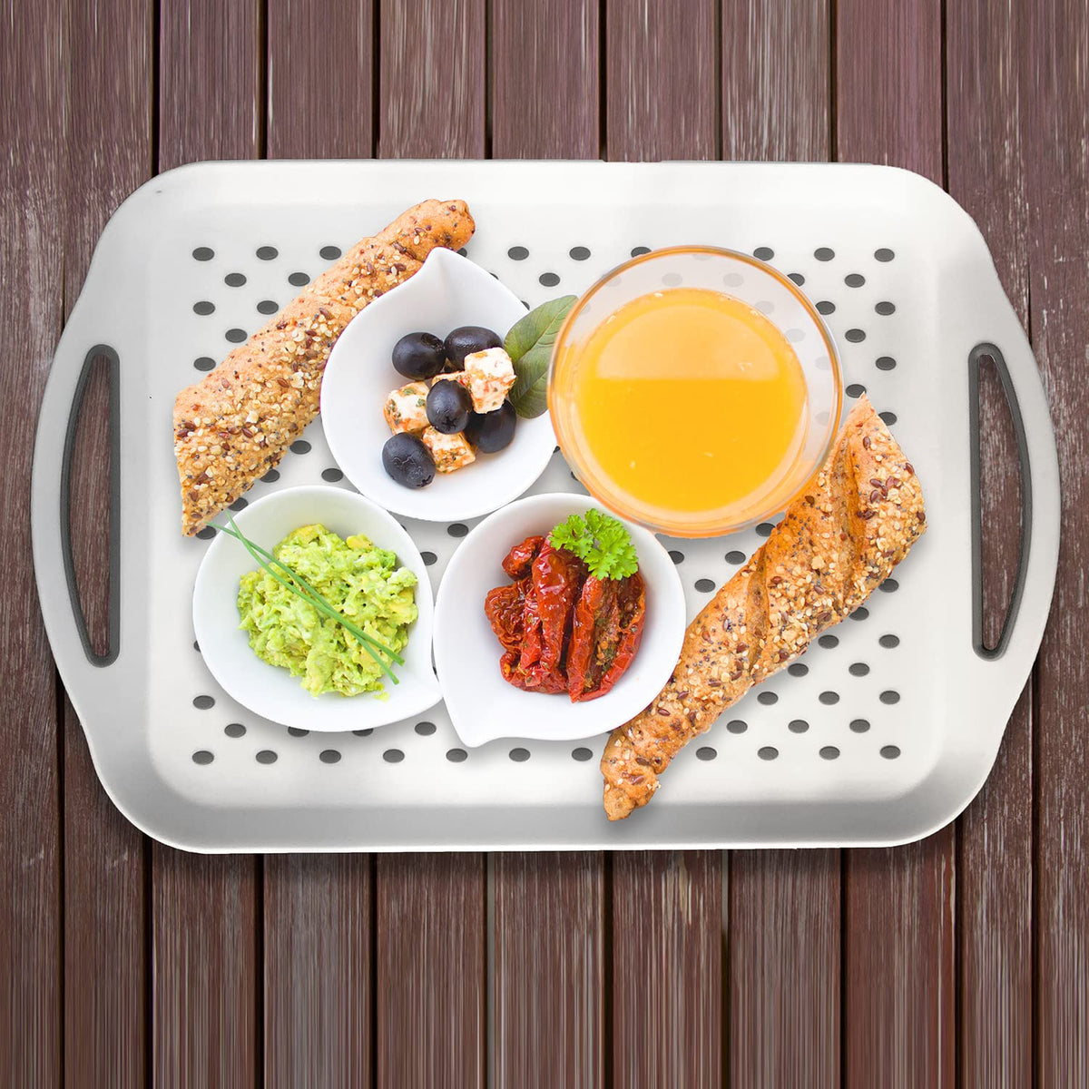 KAQAHIDO portable tray ideal for picnics couch meals and more.