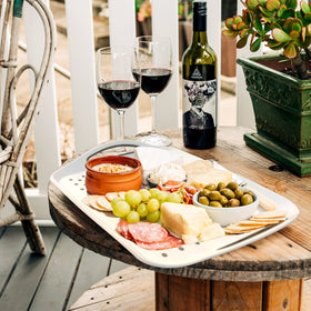 KAQAHIDO rectangular modern design tray fits plates and utensils neatly.