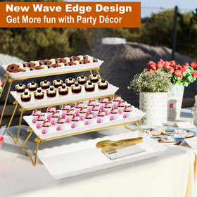 KAQAHIDO wave-edge platters for cupcakes and desserts