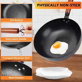 KAQINU induction-ready wok on stove for versatile heat compatibility.