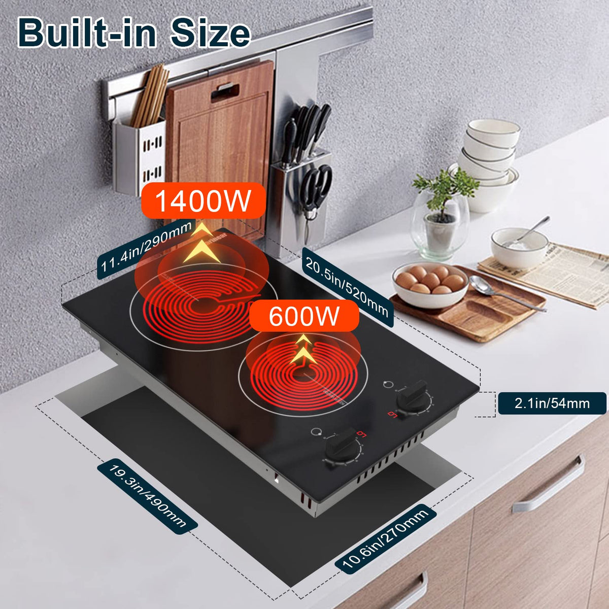 Karinear 110V cooktop countertop installation option for seamless look
