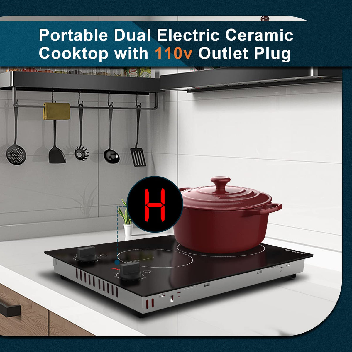 Karinear 110V cooktop plug-in power cord demonstrating quick setup