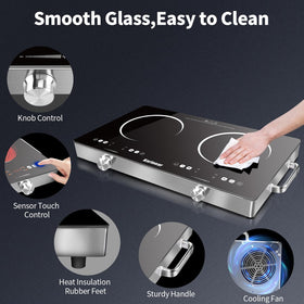 Karinear front-panel knob control enables precise heat tuning on each burner