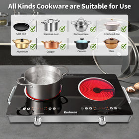 Karinear safety features include hot indicator and lock for worry-free cooking