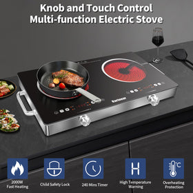 Karinear stainless steel body design adds modern look and stability during cooking