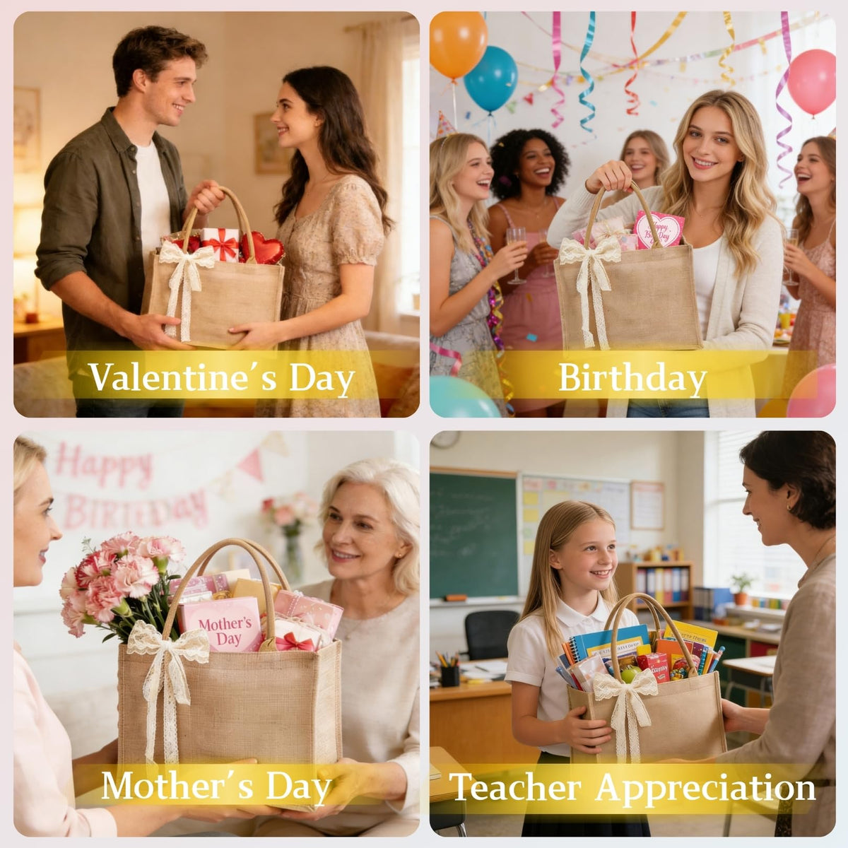 Karinoos burlap tote makes a thoughtful bridesmaid gift for weddings