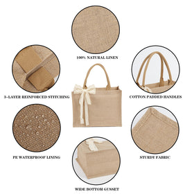 Karinoos burlap tote with ribbon detail adds decorative flair