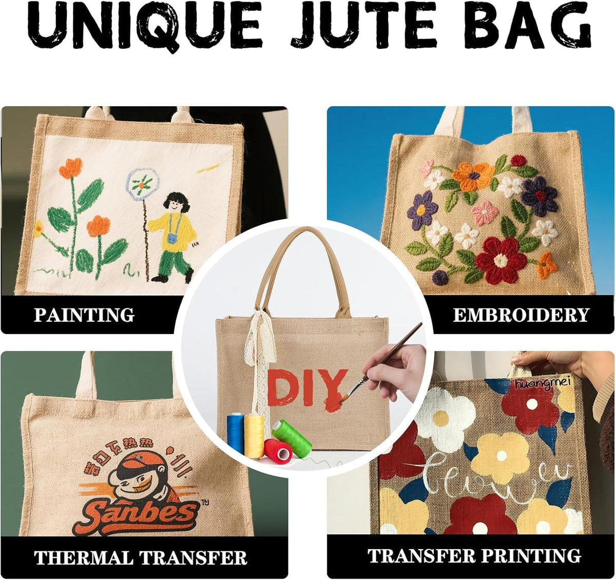 Karinoos burlap tote ideal for travel and shopping on the move