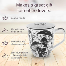 Karma Gifts black white boho mug with unique art for tea time