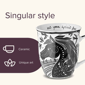 Karma Gifts boho mug black white detail highlighting contrast