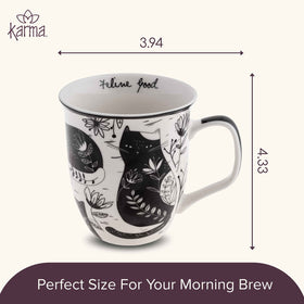 Karma Gifts boho cat mug, dishwasher-safe for easy cleanup