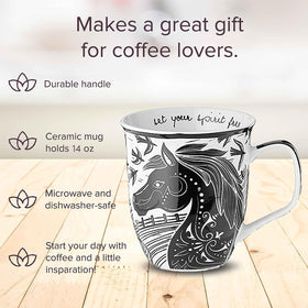 Karma Gifts boho mug horse side view, comfortable hand grip