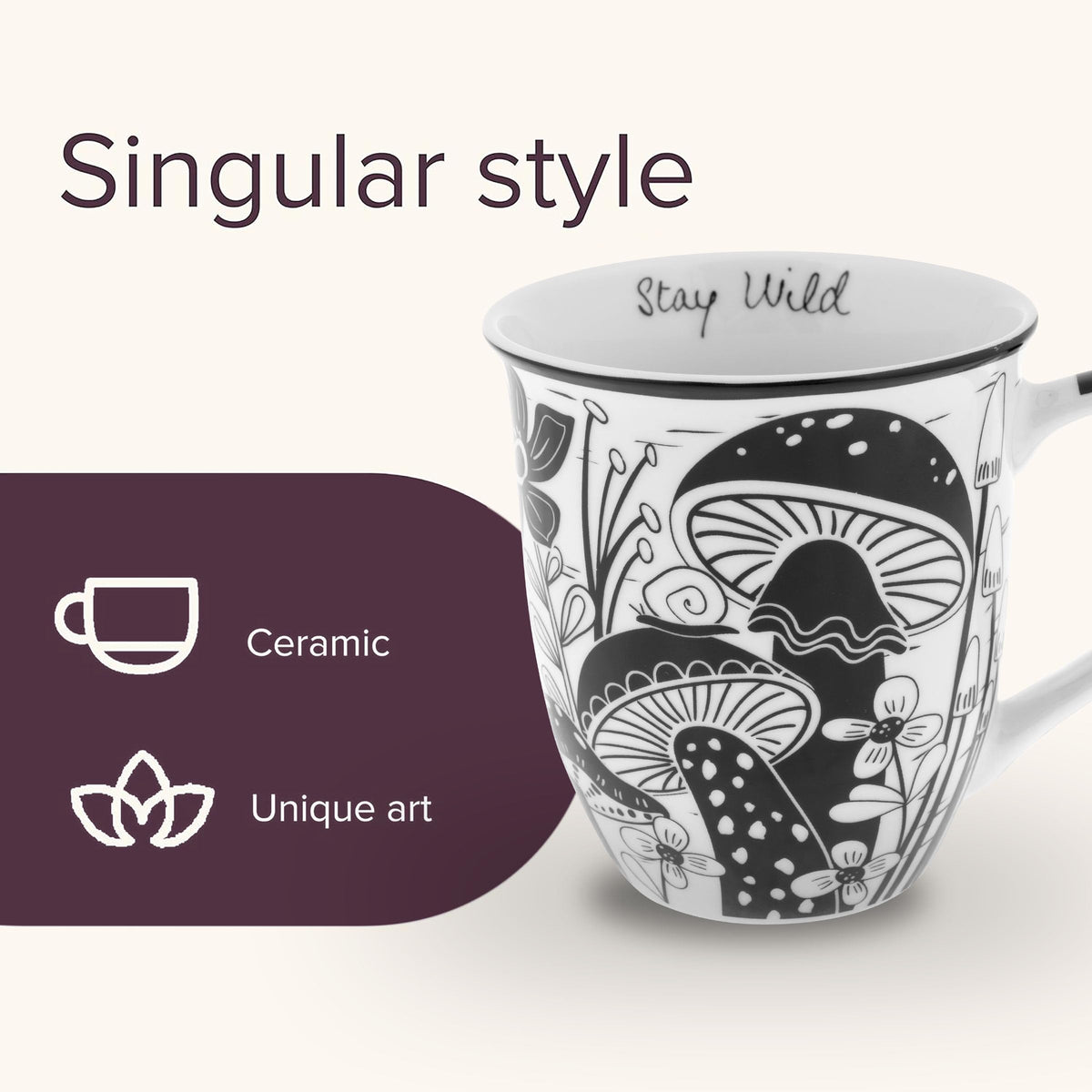 Karma Gifts ceramic coffee mug with boho illustration ideal for gifting