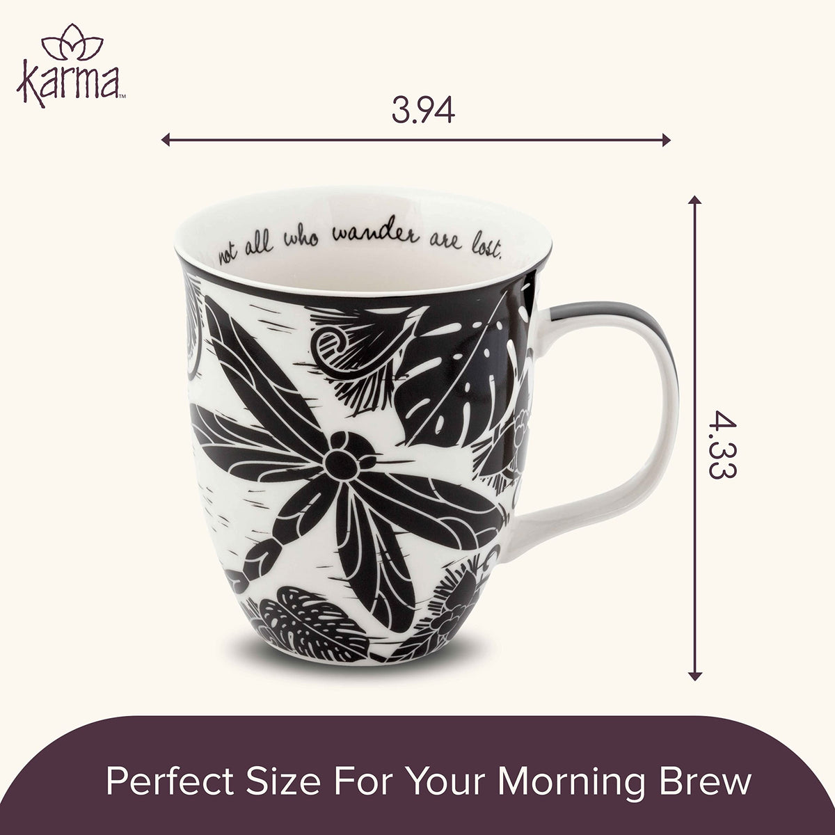 Karma Gifts inspirational mug with unique designs to brighten mornings.