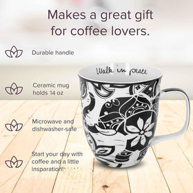 Close-up of elephant motif on Karma mug, exclusive in-house artwork.