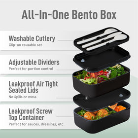 KARRICO stackable lunch box in black saves fridge and bag space