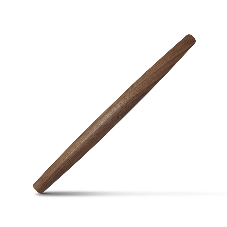 KARRYOUNG French rolling pin in walnut wood for even dough rolling and balance