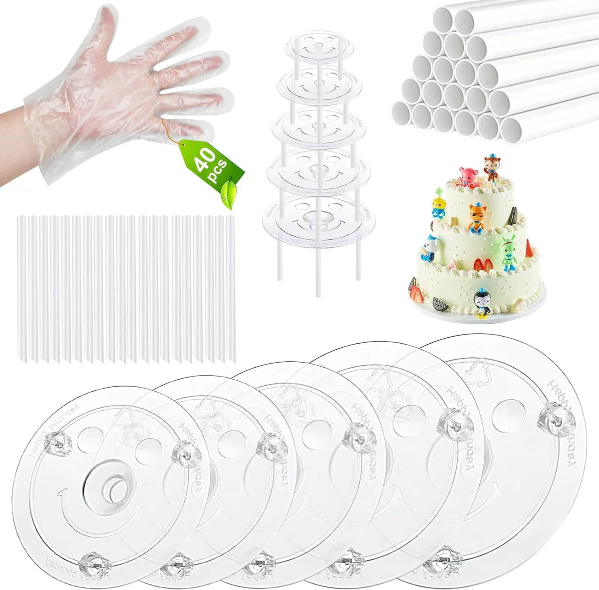 Kartisen cake dowel set assembly supports tiered cakes for stable stacking.