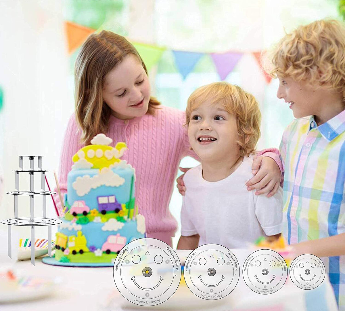 Kartisen stacked cake tiers using the dowels create a professional dessert display.