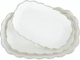 Kassel ceramic serving platter 16-inch with golden rim for elegant entertaining