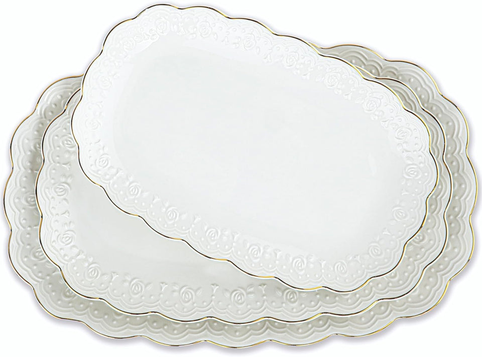 Kassel ceramic serving platter set 14-inch oval for elegant entertaining