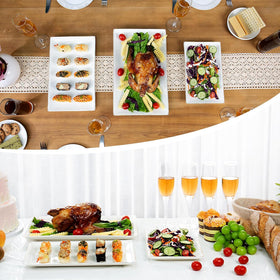 Kassel ceramic serving platter set 14-inch rectangle for family dinners