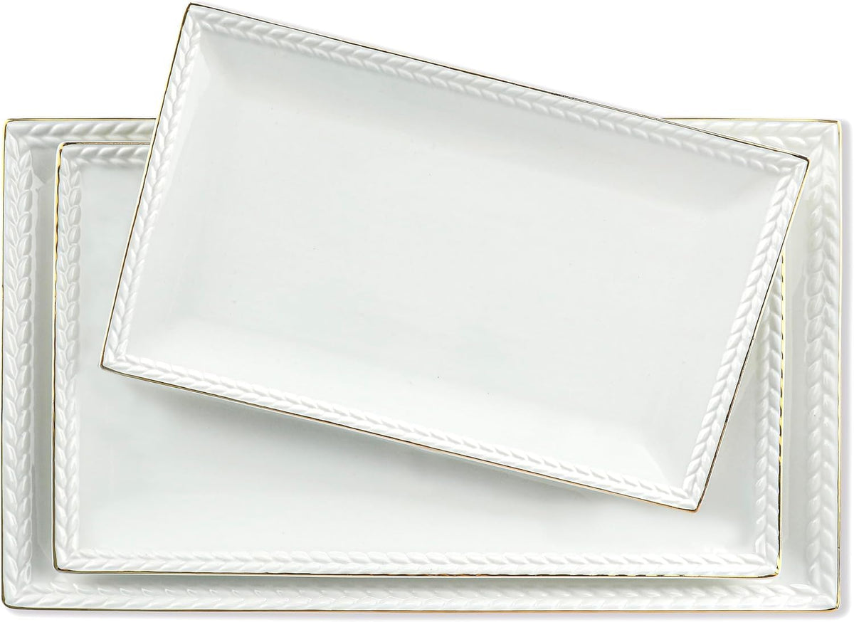 Kassel ceramic serving platter set 16-inch rectangle for stylish entertaining