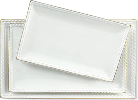 Kassel ceramic serving platter set 16-inch rectangle for stylish entertaining