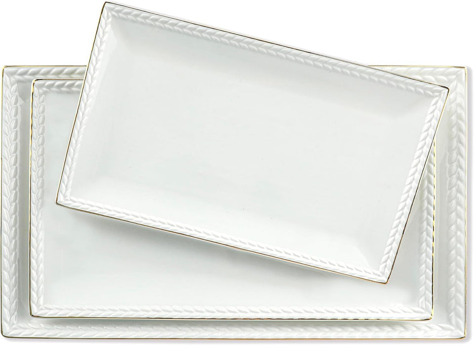 Kassel ceramic serving platter set 16-inch rectangle for stylish entertaining