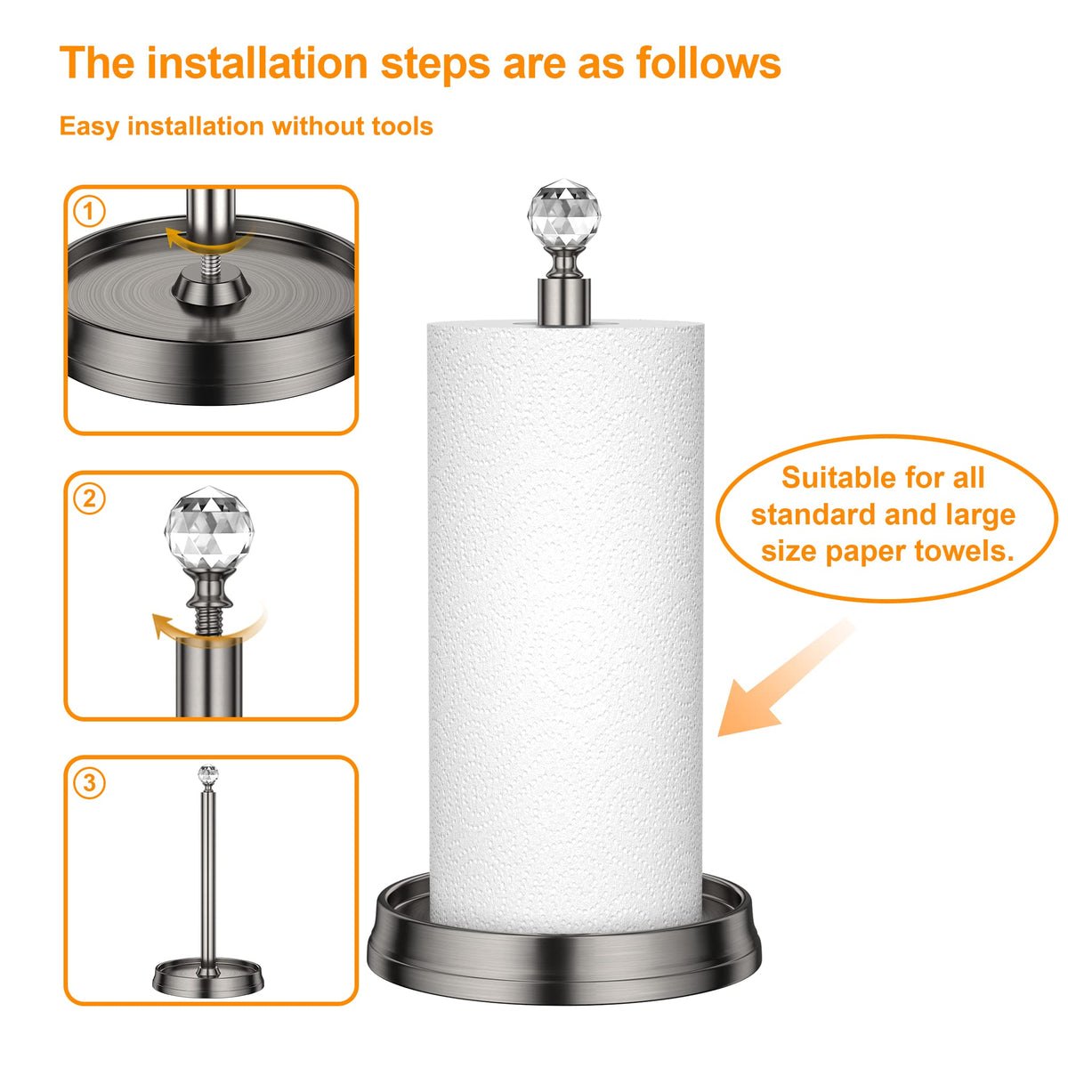 Holder accommodating standard and jumbo paper towel rolls for versatile use