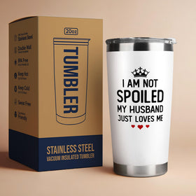 KatAndNat 20oz white stainless steel tumbler, durable and travel-ready.