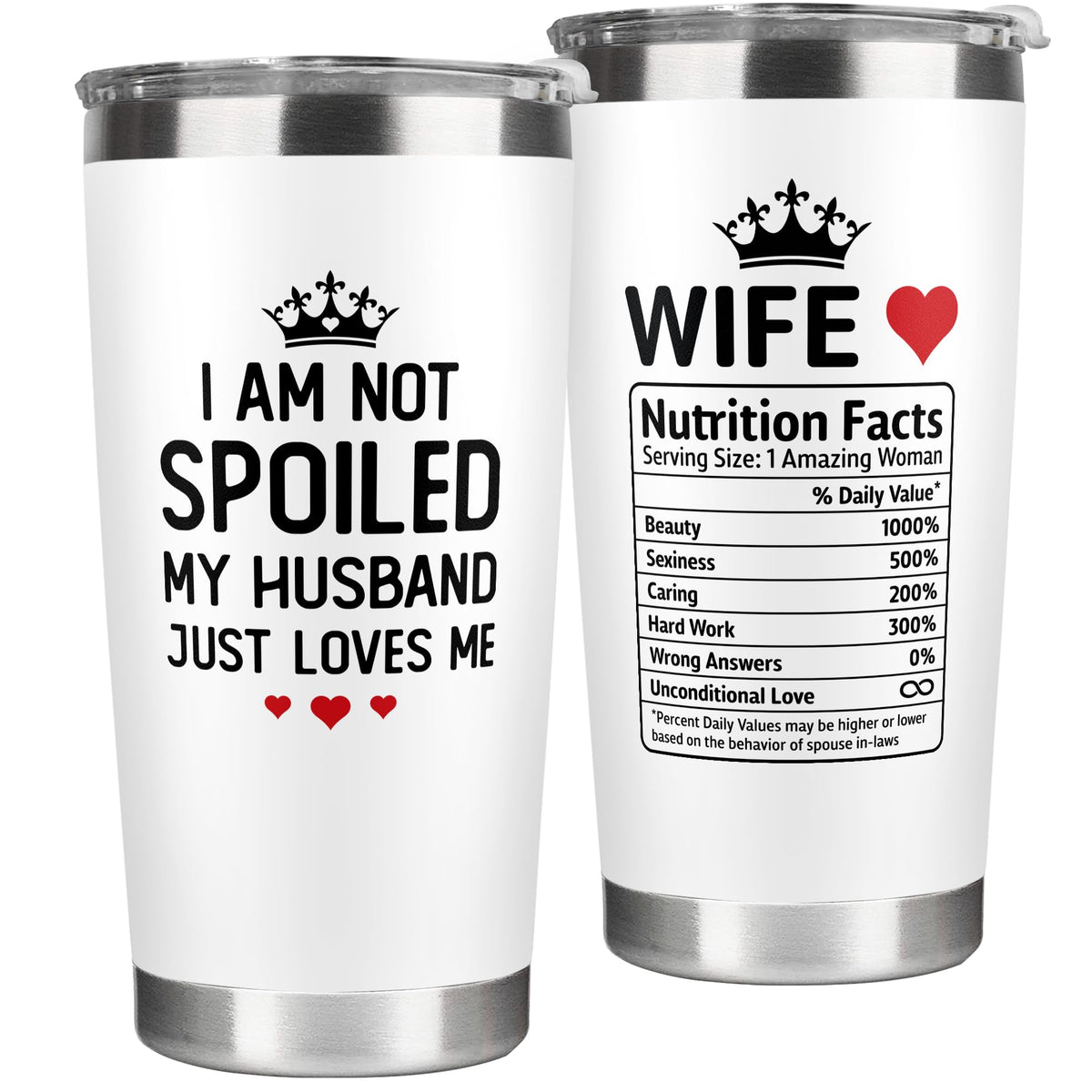 KatAndNat 20 oz white tumbler, perfect Valentine’s gift for wife, temperature-friendly.