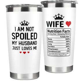 KatAndNat 20 oz white tumbler, perfect Valentine’s gift for wife, temperature-friendly.