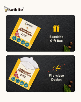 Katbite parchment rounds tolerate freezer and microwave use for versatile kitchen tasks.