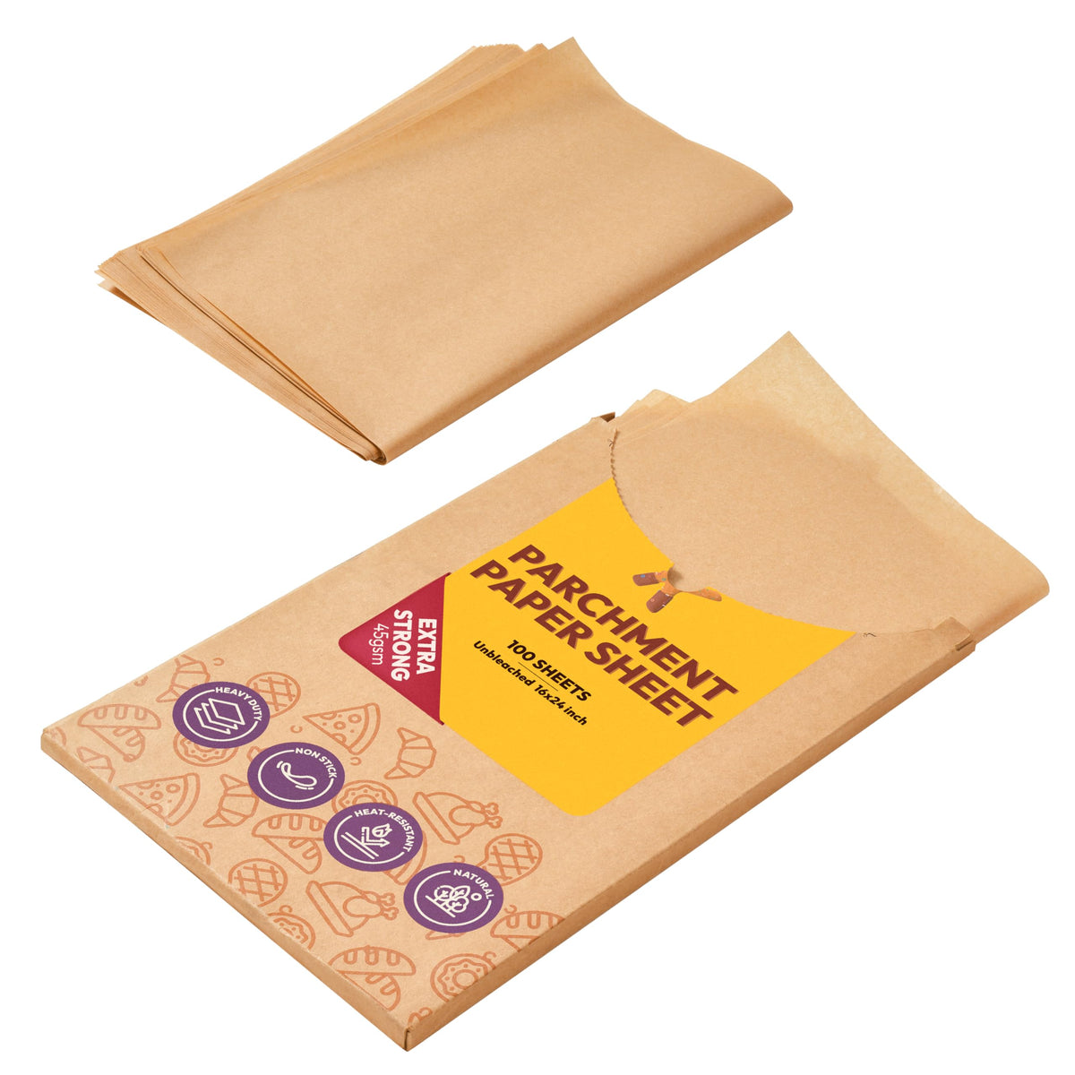 Katbite 16x24 parchment sheets for non-stick baking on pans.