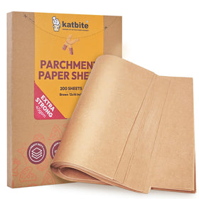 Katbite 200Pcs 12x16 unbleached parchment sheet for effortless non-stick baking and quick cleanup.